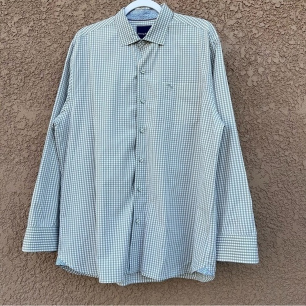 Tommy Bahama Adult Shirt Large Mens Plaid Casual‎ Button Down 100% Pima Cotton